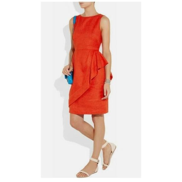 J.Crew Cha Cha Cha Dress Linen Size 2 Orange Ruffle Back Cutout - Picture 1 of 8